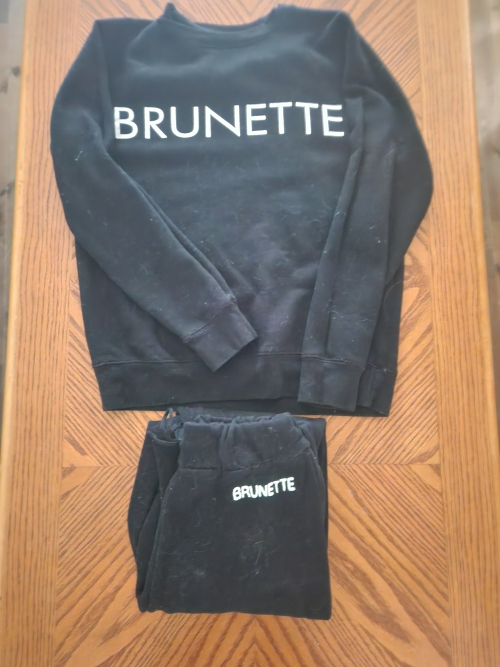 Brunette The Label Black Logo Crewneck & Joggers Set